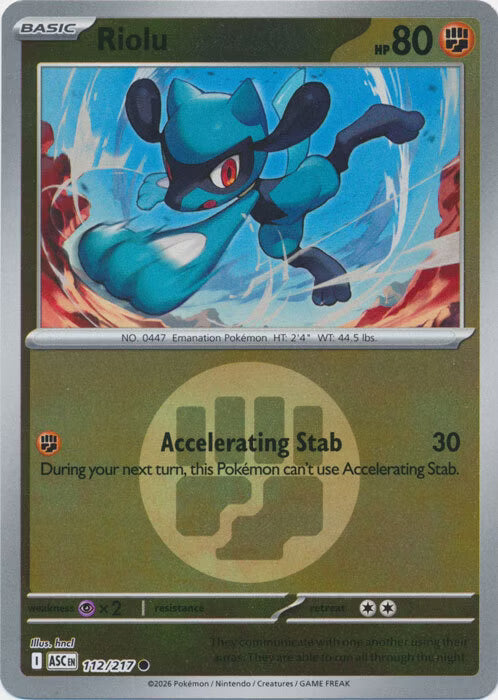 Ascended Heroes - 112/217 - Riolu - Energy Reverse Holo