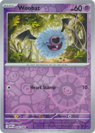 White Flare - 036/086 - Woobat - Reverse Holo