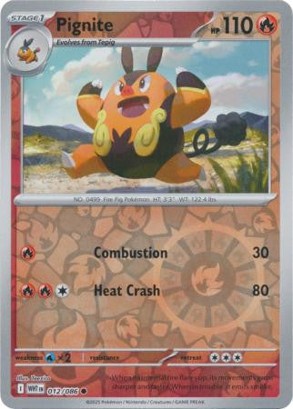 White Flare - 012/086 - Pignite - Reverse Holo