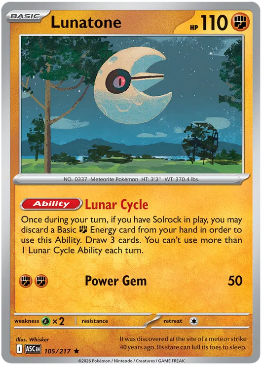 Ascended Heroes - 105/217 - Lunatone - Holo