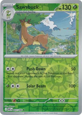 White Flare - 007/086 - Sawsbuck - Reverse Holo