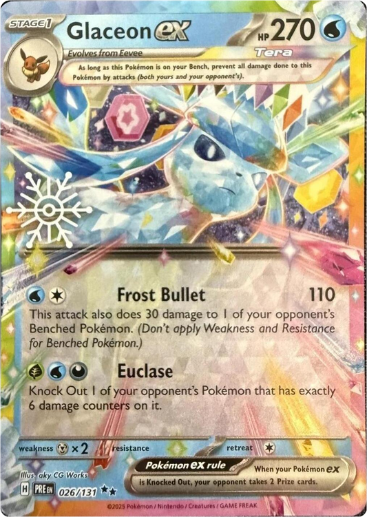 Prismatic Evolutions - 026/131 - Glaceon ex (Stamped) (Sealed)