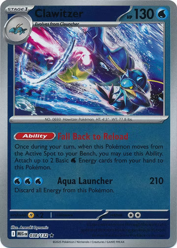 Mega Evolution - 038/132 - Clawitzer - Reverse Holo
