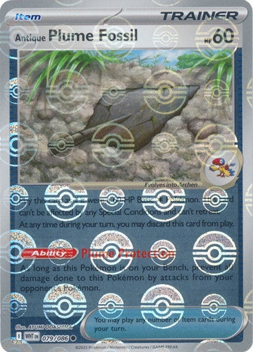 White Flare - 079/086 - Antique Plume Fossil - Poké Ball Reverse Holo