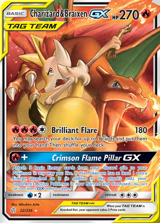 Cosmic Eclipse - 022/236 - Charizard & Braixen GX (Tag Team)