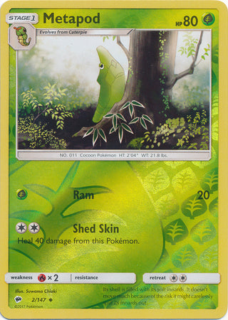 Burning Shadows - 002/147 - Metapod - Reverse Holo