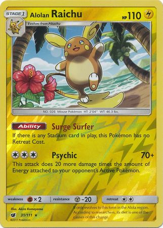 Crimson Invasion - 031/111 - Alolan Raichu - Reverse Holo