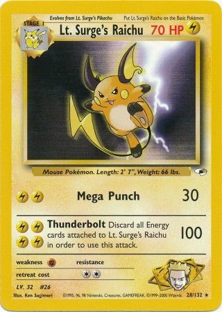 Gym Heroes - 028/132 - Lt. Surge's Raichu
