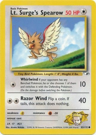 Gym Heroes - 083/132 - Lt. Surge's Spearow