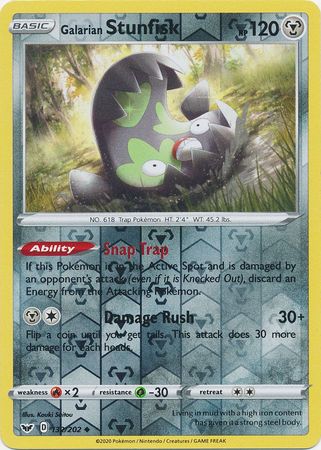 Sword & Shield - 132/202 - Galarian Stunfisk - Reverse Holo