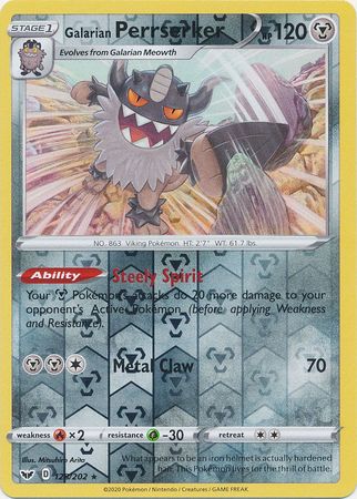 Sword & Shield - 128/202 - Galarian Perrserker - Reverse Holo