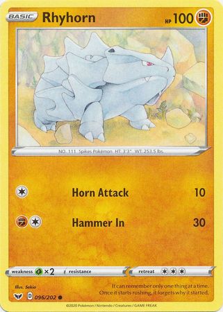 Sword & Shield - 096/202 - Rhyhorn