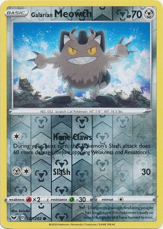 Sword & Shield - 127/202 - Galarian Meowth - Reverse Holo