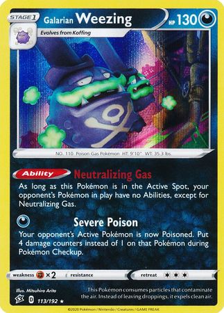 Rebel Clash - 113/192 - Galarian Weezing - Holo