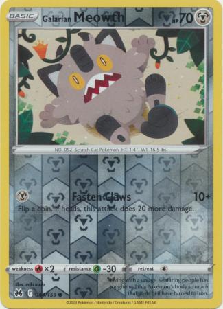 Crown Zenith - 084/159 - Galarian Meowth - Reverse Holo