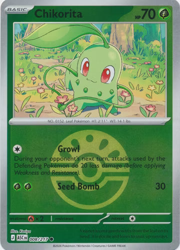 Ascended Heroes - 008/217 - Chikorita - Ball Reverse Holo