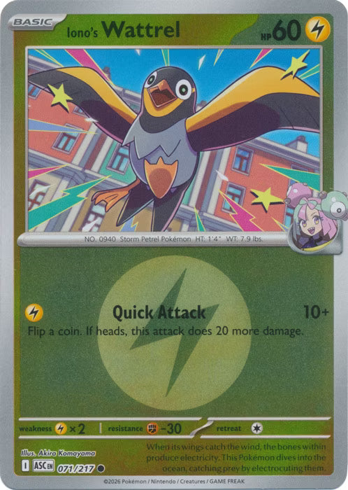 Ascended Heroes - 071/217 - Iono's Wattrel - Energy Reverse Holo