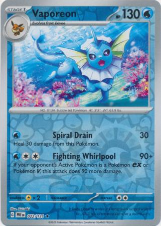 Prismatic Evolutions - 022/131 - Vaporeon - Reverse Holo