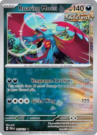 Prismatic Evolutions - 065/131 - Roaring Moon - Master Ball Reverse Holo