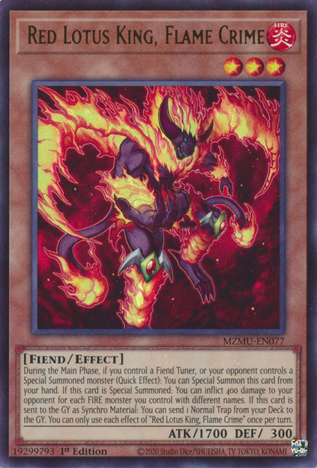 MZMU-EN077 - Red Lotus King, Flame Crime