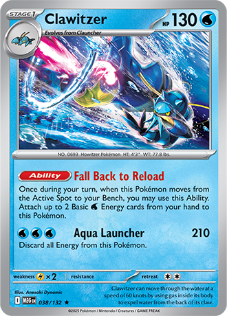 Mega Evolution - 038/132 - Clawitzer - Holo