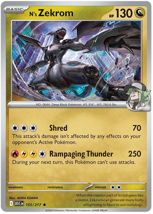 Ascended Heroes - 155/217 - N's Zekrom - Holo