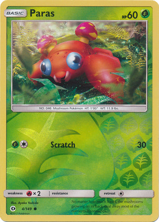 Sun & Moon - 004/149 - Paras - Reverse Holo