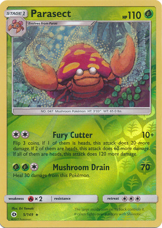 Sun & Moon - 005/149 - Parasect - Reverse Holo