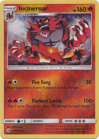 Sun & Moon - 026/149 - Incineroar - Reverse Holo