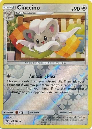 Crimson Invasion - 086/111 - Cinccino - Reverse Holo