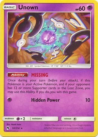 Lost Thunder - 092/214 - Unown