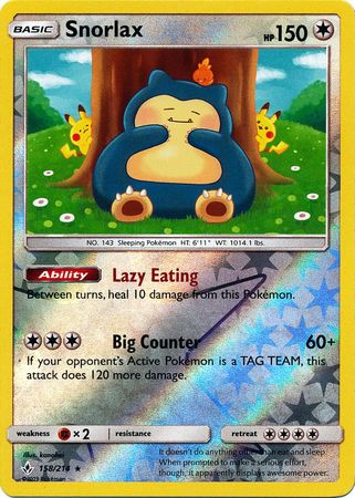 Unbroken Bonds - 158/214 - Snorlax - Reverse Holo