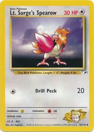 Gym Heroes - 052/132 - Lt. Surge's Spearow