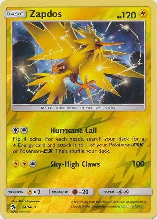 Hidden Fates - 024/068 - Zapdos - Reverse Holo