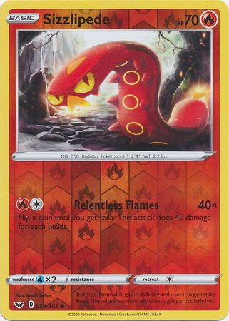 Sword & Shield - 038/202 - Sizzlipede - Reverse Holo