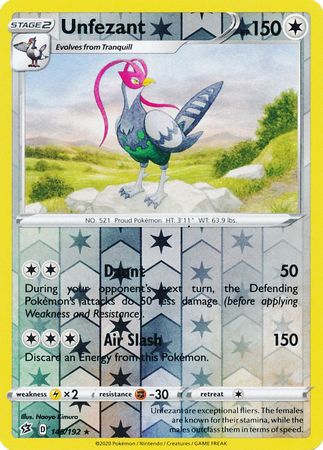 Rebel Clash - 145/192 - Unfezant - Reverse Holo