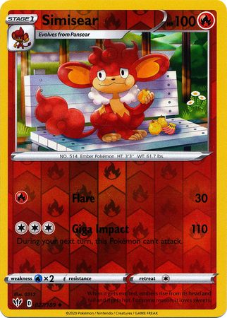 Darkness Ablaze - 027/189 - Simisear - Reverse Holo